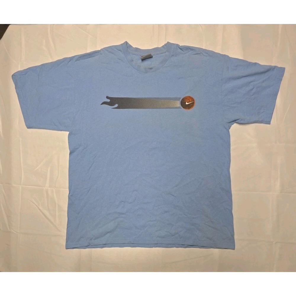 Vintage Nike Basketball T-Shirt XL Light Blue Graphic Y2K Tee 90s Hoops